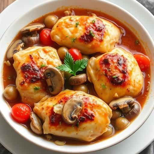 CHICKEN in WINE and TOMATO SAUCE (POULET MARENGO)