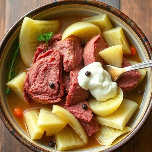 CORNED BEEF and CABBAGE with HORSERADISH SAUCE