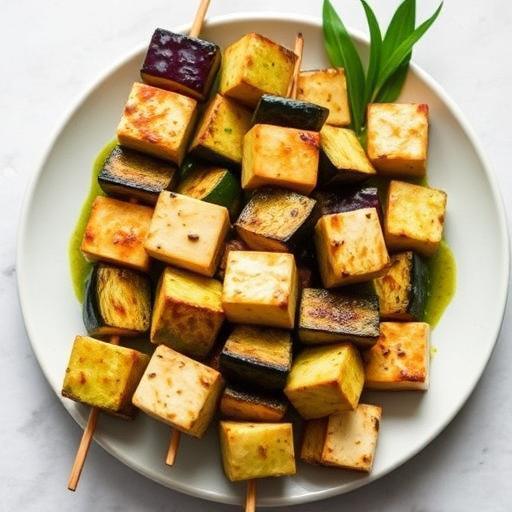 AUBERGINE AND TOFU SATAY