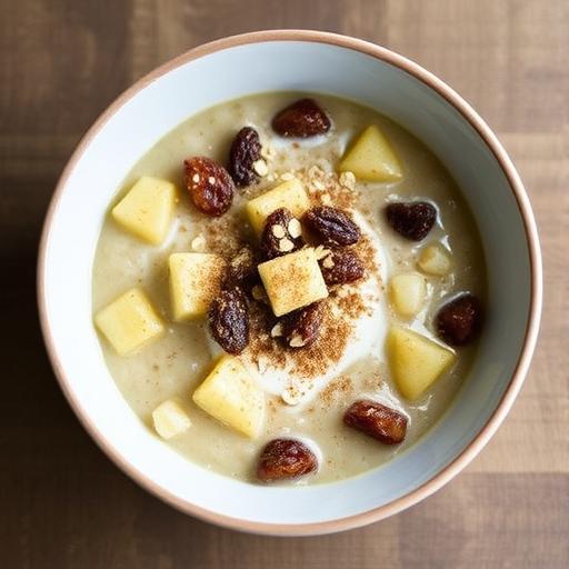 APPLE, RAISIN AND COCONUT PORRIDGE WITH SPICED SUGAR