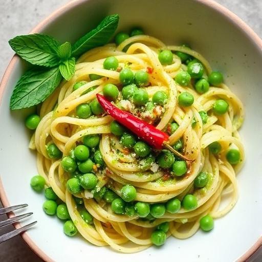 AVOCADO PASTA WITH PEAS AND MINT