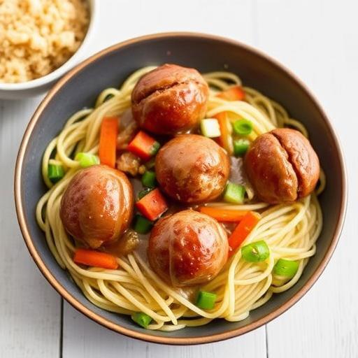 ASIAN MEATBALL NOODLE STIR-FRY