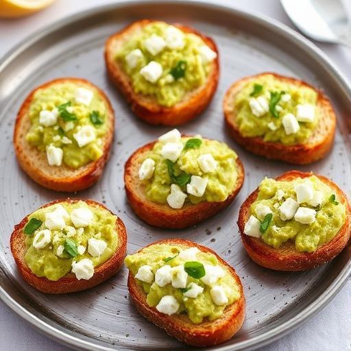 AVOCADO AND GOATS' CHEESE CROSTINI