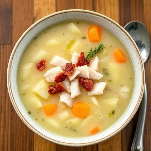 CREAM of CABBAGE SOUP with SMOKED FISH