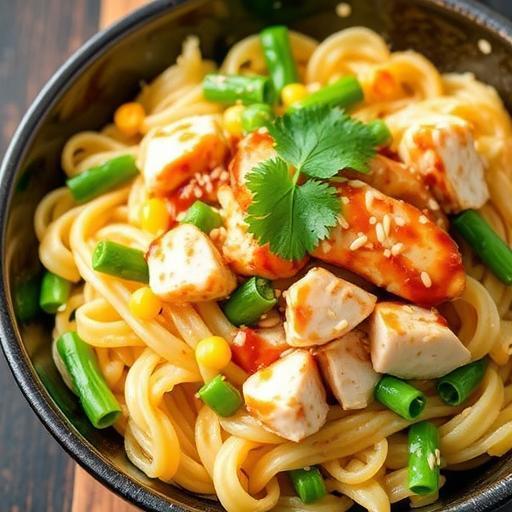 CUSTOM CUISINE’S ASIAN CHICKEN SALAD with SPICY PEANUT SAUCE
