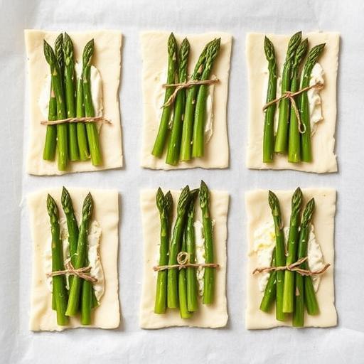 ASPARAGUS AND POACHED EGG PUFF TARTS WITH PARMESAN AND BASIL