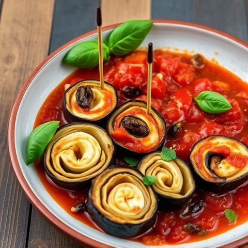 AUBERGINE GRATIN WITH TOMATO SAUCE AND SALAD