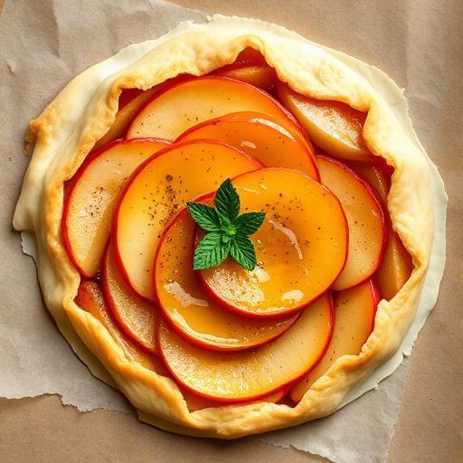 APPLE TART WITH HONEY CREAM AND BUTTERSCOTCH SAUCE