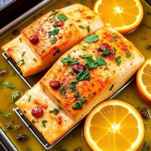 BAKED FISH with ORAGE CHILI MARINADE