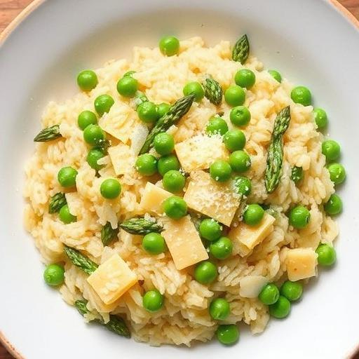 ASPARAGUS AND GARDEN PEA RISOTTO