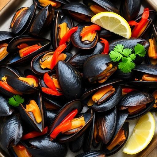 GRILLED MUSSELS with HOT BEAN SAUCE