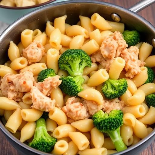 CHEESY CHICKEN and BROCCOLI MACARONI