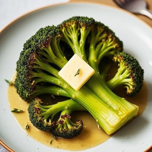 BACON CHOPS WITH WHOLE ROASTED BROCCOLI AND THREE-CHEESE SAUCE