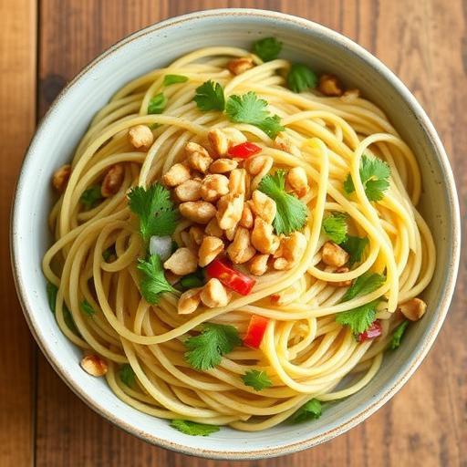 ASIAN NOODLE SALAD with CHILES and PEANUTS