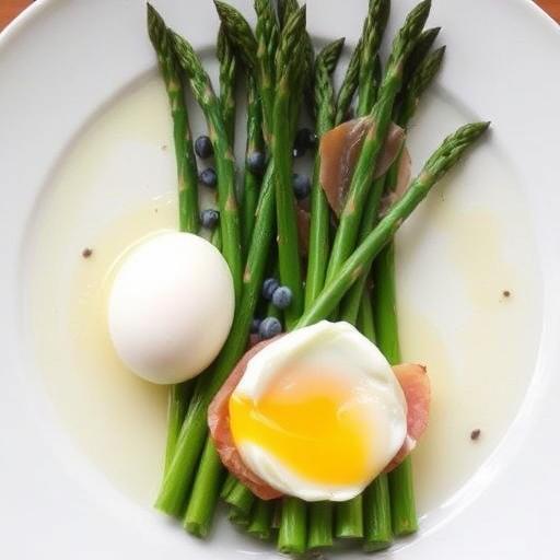 ASPARAGUS WITH CURED HAM, POACHED DUCK EGG AND HOLLANDAISE SAUCE