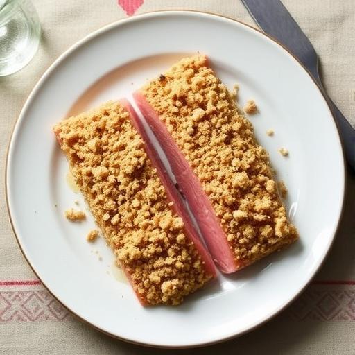 AHI TUNA in MUSTARD CRUST with RED PEPPER NAGE