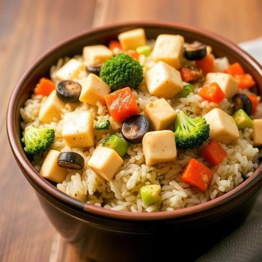 BROWN RICE CASSEROLE with TOFU and VEGETABLES