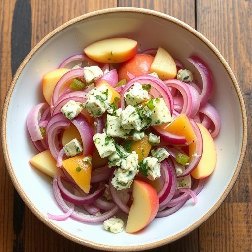 APPLE ONION SALAD WITH BLUE CHEESE DRESSING
