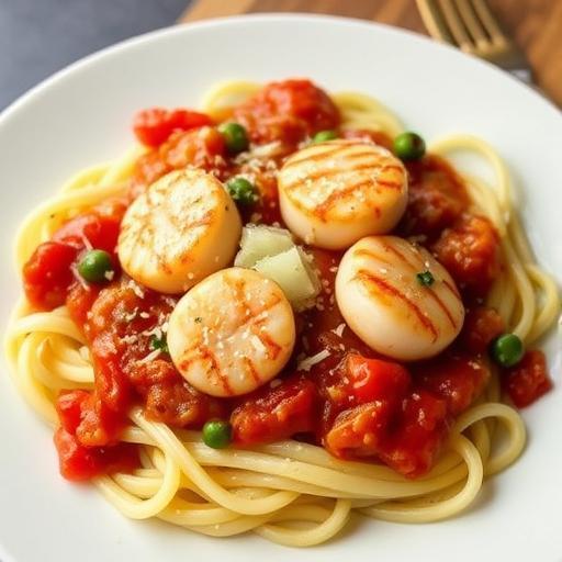 ANGEL HAIR PASTA with TOMATO SCALLOP SAUCE