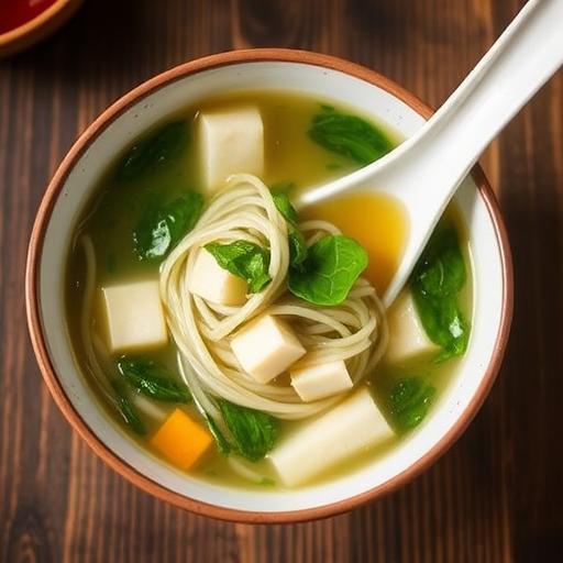 BEAN CURD and SPINACH SOUP with RICE