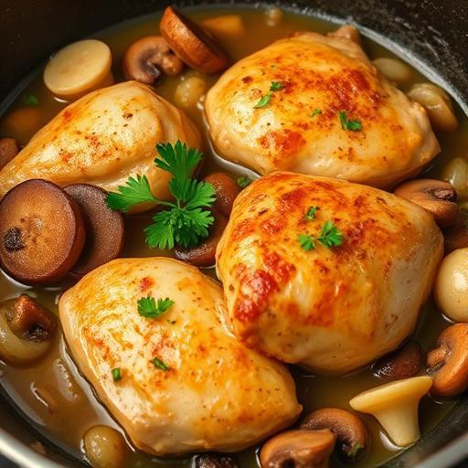 CHICKEN in WINE – COQ AU VIN
