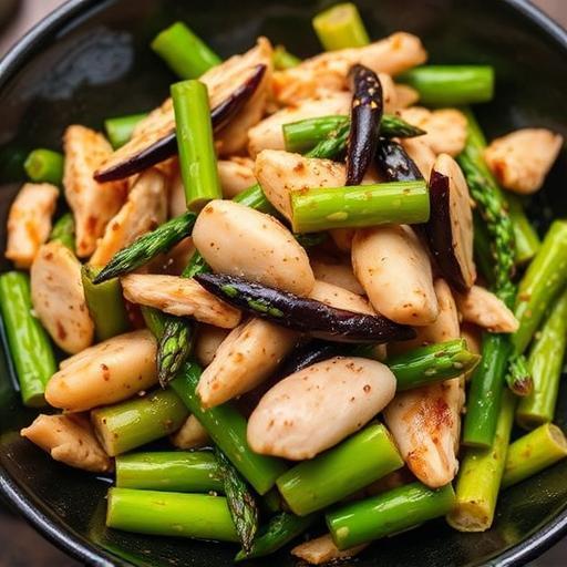 ASPARAGUS and CHICKEN in BLACK BEAN SAUCE
