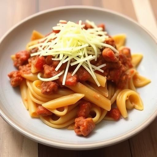 BAKED BEEFY TOMATO RIGATONI
