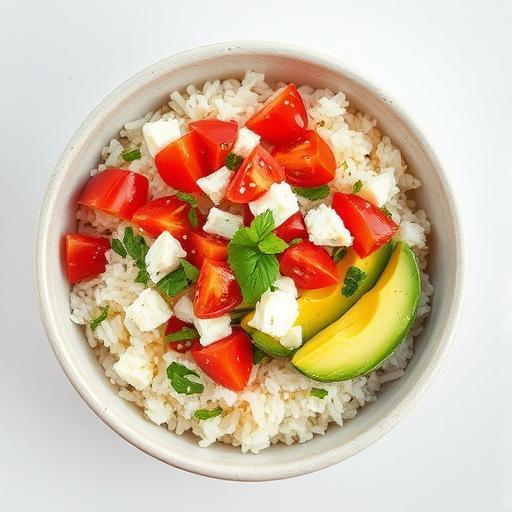 AVOCADO, TOMATO, FETA AND BROWN RICE GRAIN BOWL