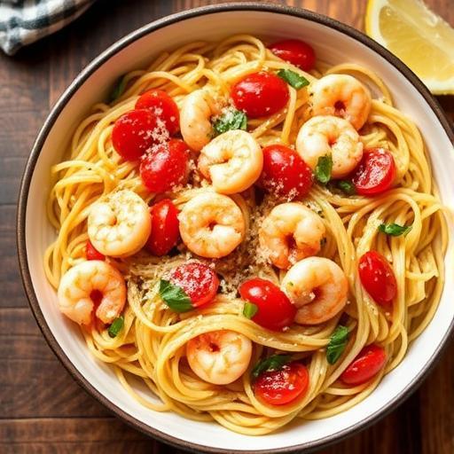 BAKED ANGEL HAIR and SHRIMP