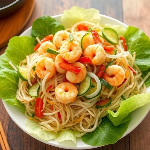 JAPANESE NOODLE, SHRIMP and CUCUMBER SALAD