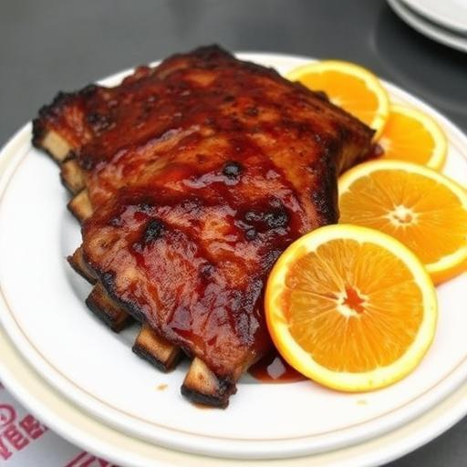 BARBEQUED PORK RIBS/ CURRANT GLAZE