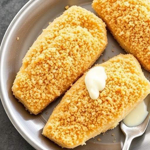 BAKED BREADED BLUEFISH with MOCK TARTAR SAUCE