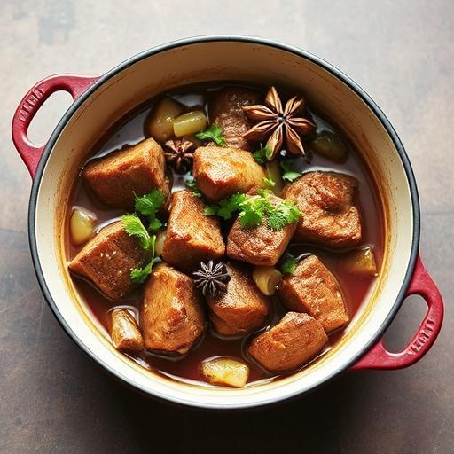 ASIAN-BRAISED SHIN OF BEEF WITH HOT AND SOUR SHREDDED SALAD