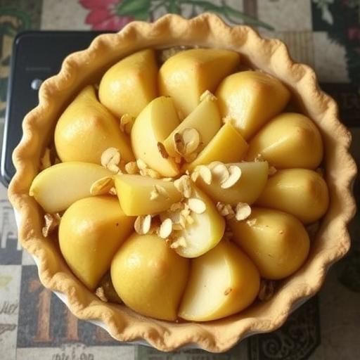 ALMOND TOPPED PEAR PIE