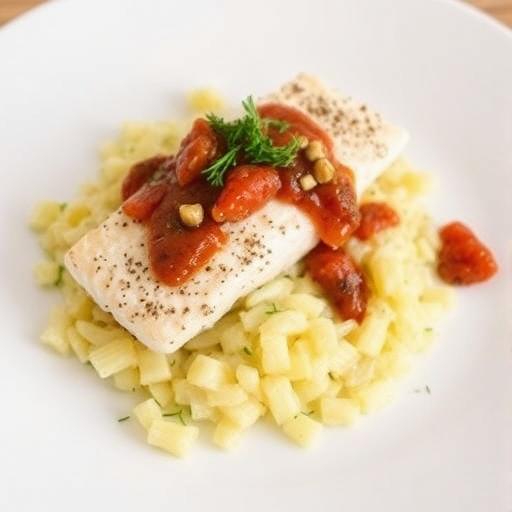 BAKED BASS WITH CREAMED LEEKS