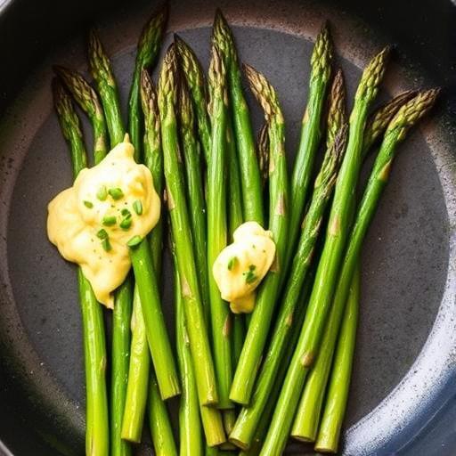 ASPARAGUS WITH SCRAMBLED DUCK EGGS AND CHIVES
