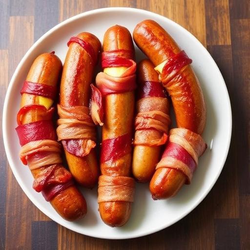 BACON AND CHEESE-WRAPPED SAUSAGES