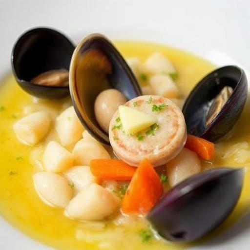 A MEDLEY OF SHELLFISH WITH BABY VEGETABLES
